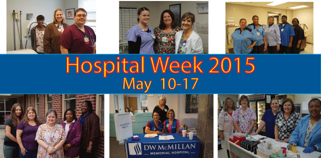 Collage of Hospital Staff smiling. Hospital Week May 10th through the 17th.