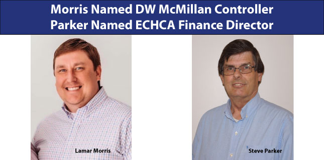 Escambia County Healthcare Authority (ECHCA) Announces Lamar Morris, D.W. McMillan Memorial Hospital Controller and Steve Parker, Finance Director for the ECHCA Health System.Picture of Lamar Morris and Steve Parker smiling. Picture says:
Morris Named DW Mcmillan Controller
Parker Named ECHCA Finance Director